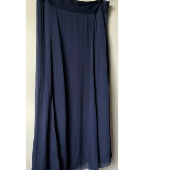 Olsen Maxi Skirt Medium Blue Overlay Flowy Lightweight Cotton Viscose EU40 Zip - Picture 6 of 9